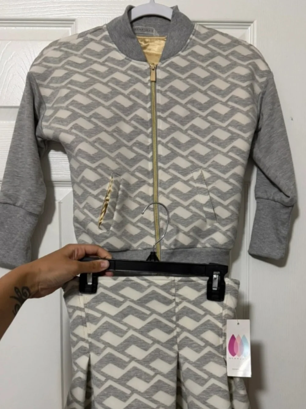 Sean John Gray & Cream Geometric Bomber Jacket for Kids